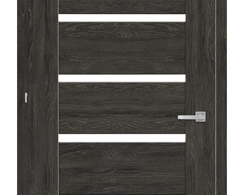 Ușă de interior cu model de lemn și trei deschideri pentru lumină