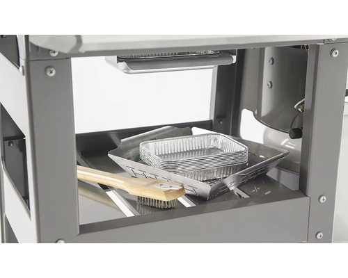 Cărucior grătar cu perie grătar, tăvițe din aluminiu și clește grătar