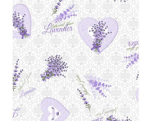 Model cu motive de lavandă și forme de inimă