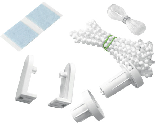 Set de accesorii pentru rulouri format din benzi adezive, șnur, lanț cu bile și suporturi