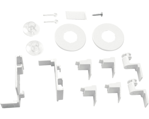 Set de accesorii pentru jaluzele plisate cu șurub, benzi adezive, distanțiere și cleme de prindere