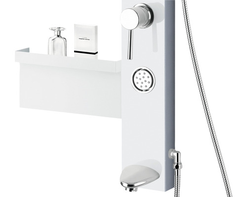 Panou de duș cu raft de depozitare pentru baie