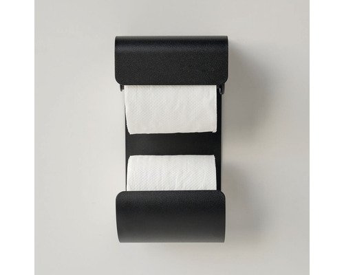 Suport de hârtie igienică montat pe perete cu două role de hârtie igienică