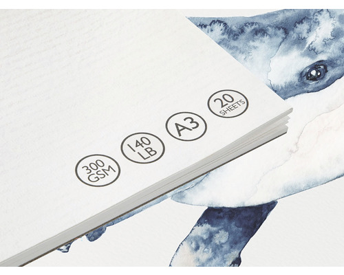 Bloc de hârtie de schițe A3 cu 20 de coli, 300 de grame pe metru pătrat și grosime de 140 de livre