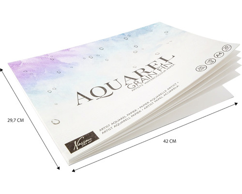 Hârtie de acuarelă, granulație fină, format A4, 20 de coli