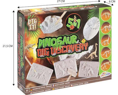 Set de excavare dinozauri în ambalaj, 27 x 21,5 x 6 cm