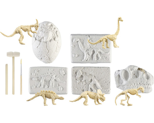 Set de excavare dinozauri cu unelte și schelete de dinozauri