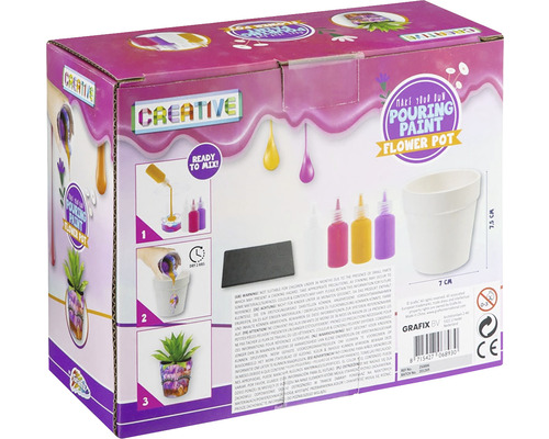 Set creativ de ghivece de flori cu vopsea turnată în ambalaj