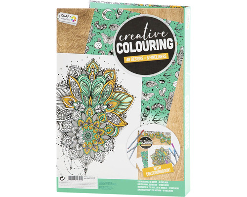 Carte de colorat creativă cu 48 de motive și opt carioci fine