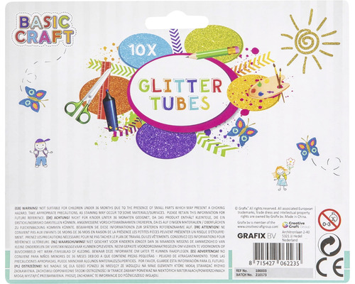 Basic Craft Tuburi cu sclipici, 10 bucăți