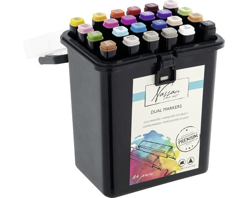 Set de 24 de markere într-un recipient negru