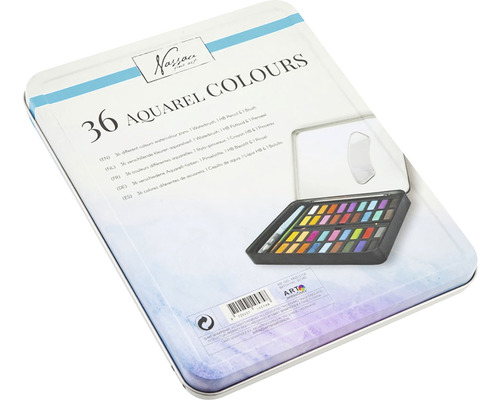 Set acuarele cu 36 de culori, pensulă și creion
