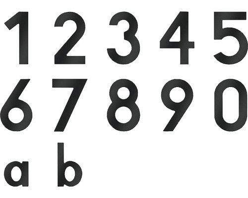 Numere de casă din metal de la zero la nouă și literele a, b