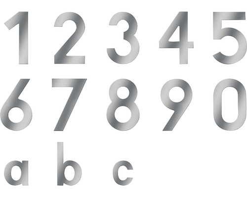 Numere de casă din metal de la zero la nouă și literele a, b, c