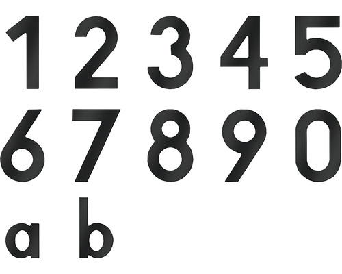 Numere de casă de la 0 la 9 și literele a, b