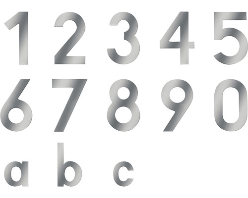 Numere de casă din metal: cifre de la 1 la 9, 0 și literele a, b, c