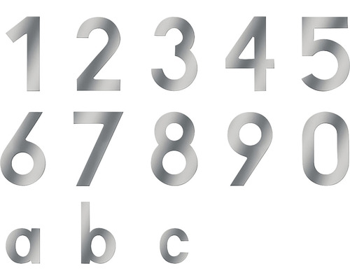 Numere de casă din oțel inoxidabil, cifrele de la 1 la 9, 0 și literele a, b, c