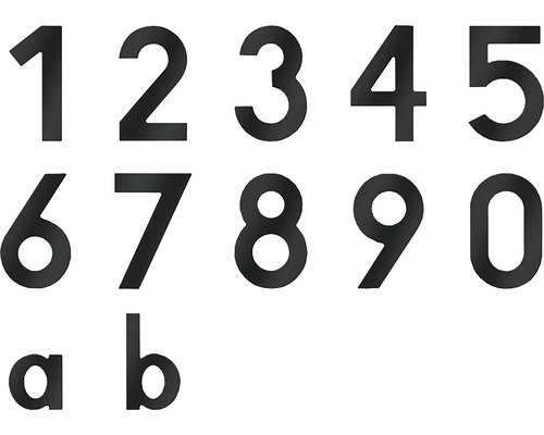 Numere de casă și litere de la 0 la 9, a și b