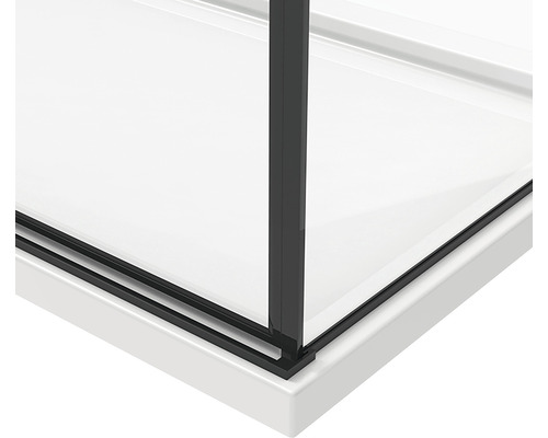 Imagine detaliată a unei cădițe de duș cu ramă neagră