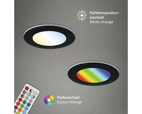 Două plafoniere LED cu schimbare de culoare și telecomandă.