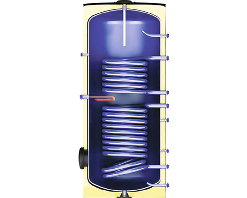 Secțiune transversală a unui boiler de apă caldă cu serpentină de încălzire