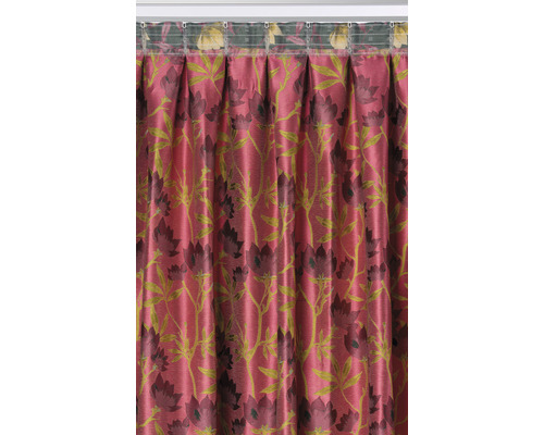 Cortină cu model floral pe o bară de perdea