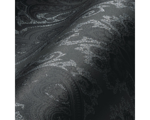 Prim-plan cu tapet negru cu model paisley