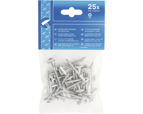 25 şuruburi pentru tablă A2 oțel inoxidabil 4,5 x 55 milimetri