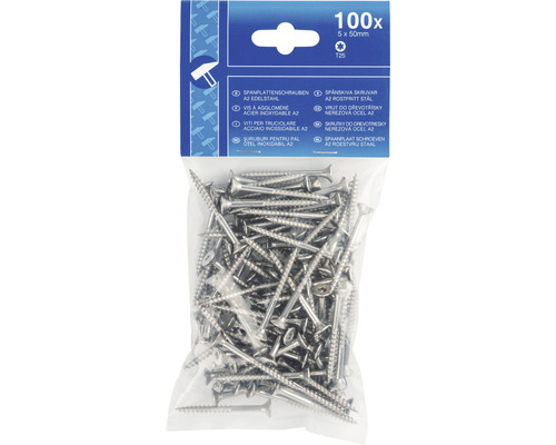 Şuruburi pentru PAL oțel inoxidabil A2, 5 x 50 milimetri, 100 bucăți