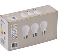 Pachet cu trei becuri cu LED, formă A60, soclu E27, 7 wați
