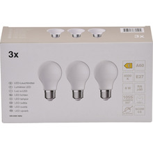 Becuri LED Verpackungsdesign E27 8W 1055 lumeni, glob mat A60, lumină rece CRI90, 3 bucăți