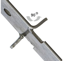Prim-plan cu o prindere metalică cu un unghi de 90 de grade.