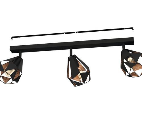 Lumină de plafon cu trei spoturi și design geometric