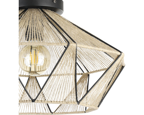 Lumină de plafon cu abajur geometric din sfoară