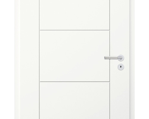 Ușă de interior albă cu clanță și gaură de cheie