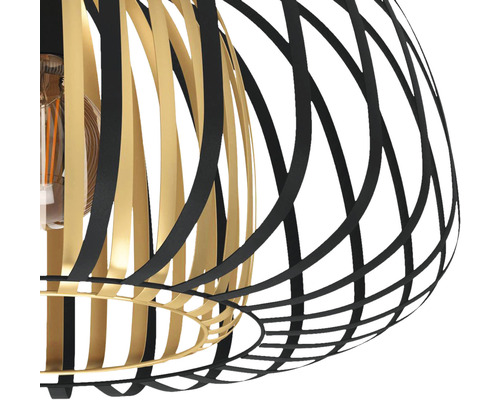 Lămpi suspendate cu grilaj metalic negru și auriu
