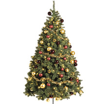 Brad împodobit cu globuri și ghirlandă