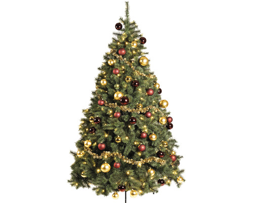 Brad împodobit cu globuri și ghirlandă