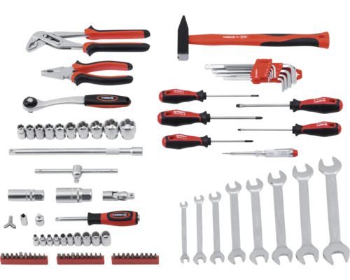 Set de scule cu ciocan, chei, șurubelnițe, clești și set de chei tubulare