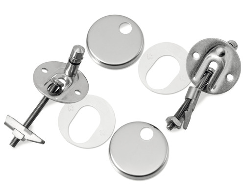 Set de fixare pentru scaune de toaletă din metal cu șuruburi, șaibe și capace