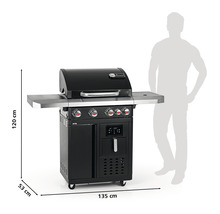 Grătar pe gaz cu dimensiunile 135 cm x 53 cm x 120 cm
