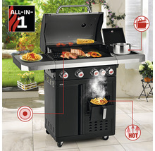 Grătar pe gaz all-in-one cu mâncăruri preparate