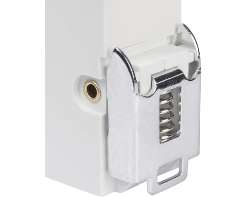 Prim-plan cu un întrerupător automat cu șină metalică și arc