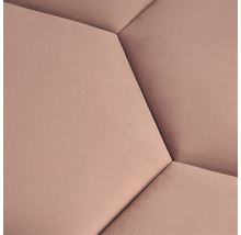 Panou decorativ tapițat Riviera hexagonal roz 29x34 cm, aspect de catifea