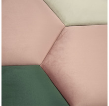 Panou decorativ tapițat Riviera hexagonal roz 29x34 cm, aspect de catifea