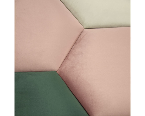 Prim-plan cu panouri textile hexagonale multicolore