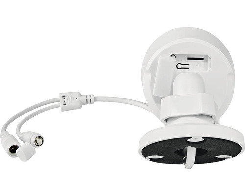 Spatele unei camere de supraveghere cu cabluri și slot pentru card SD