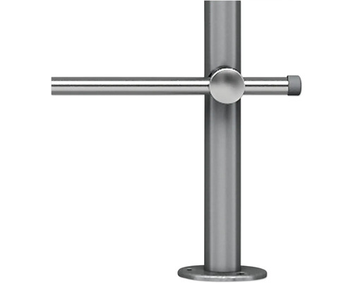 Stâlp de balustradă din oțel inoxidabil cu traversă și fixare pe podea