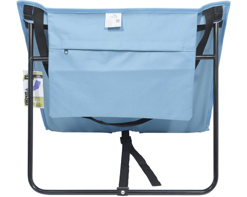 Scaun de camping cu spătar, compartiment de depozitare și picioare metalice