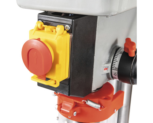 Imagine detaliată a unei mașini de găurit cu buton de oprire de urgență și regulator de viteză